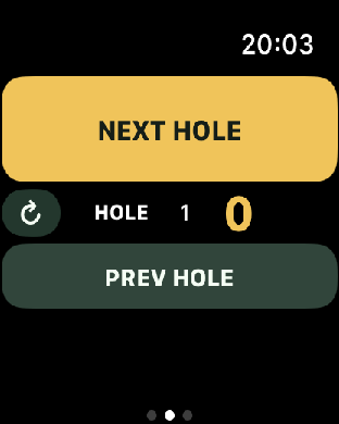 Apple Watch hole navigation screen with next and previous hole buttons