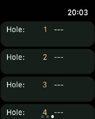 Apple Watch scoring overview showing holes and scores